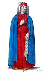 Voile porté par Agnès de la Queue, dessin de Léopold Massard - reproduction © Norbert Pousseur