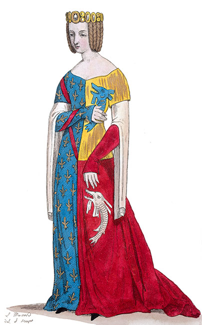 Anne d'Auvergne dessinée  par Léopold Massard - Gravure restaurée par © Norbert Pousseur