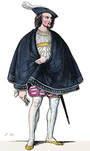 Manteau porté  par Antoine de Créqui, dessin de Léopold Massard - reproduction © Norbert Pousseur