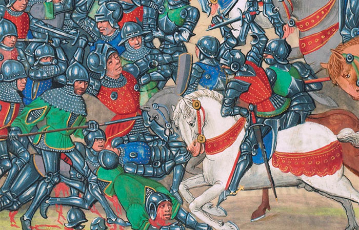 Scène de la Bataille de Roosebeke, extrait de l'illiminure du manuscrit de Fropissart 