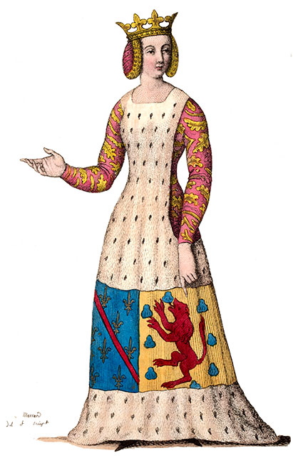 Béatrice de Bourgogne, dessinée par Léopold Massard - Gravure  reproduite puis restaurée par © Norbert Pousseur
