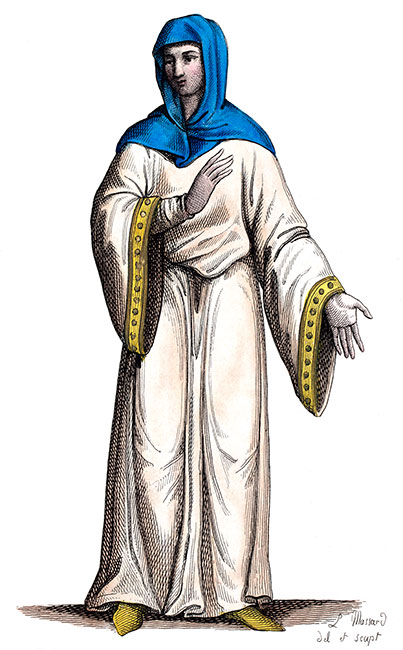 Berthe en son costume, dessiné par Massard - Gravure reproduite pouis restaurée par © Norbert Pousseur