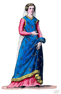 Robe portée par la princesse Blanche, dessin de Léopold Massard - reproduction © Norbert Pousseur