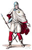 Imagette du Chevalier à l'ordre de l'Étoile, costume au 12ème siècle, dessiné par Massard - Costumes de France - reproduction © Norbert Pousseur