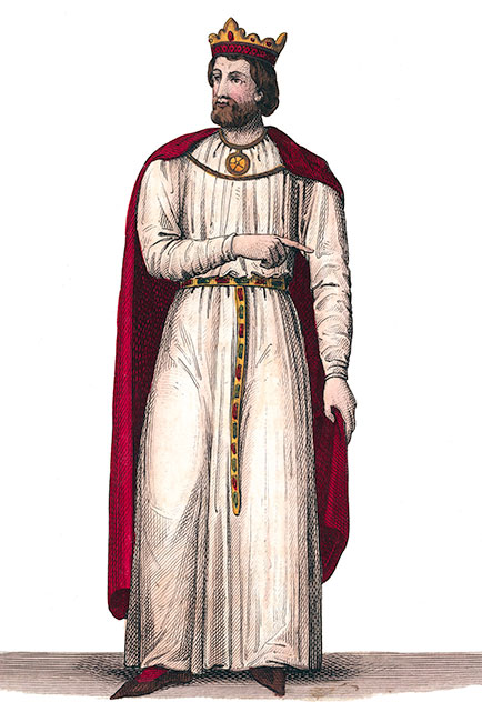 Childebert, roi de France - Costumes de France - Gravure  reproduite puis restaurée par © Norbert Pousseur