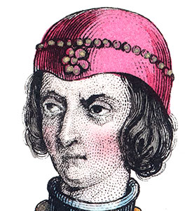 Calotte portée par Olivier de Clisson, dessin de Léopold Massard - reproduction © Norbert Pousseur