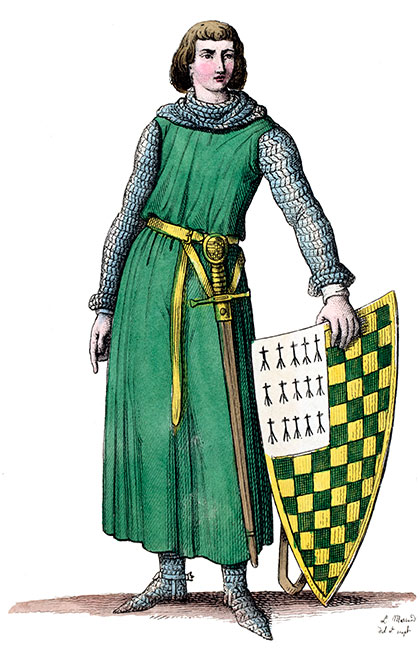 Pierre de Dreux de Bretagne, dessiné par Léopold Massard - Gravure  reproduite puis restaurée par © Norbert Pousseur