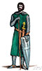 Imagette de Guerrier en son costume au 11ème siècle, dessiné par Massard - Costumes de France - reproduction © Norbert Pousseur