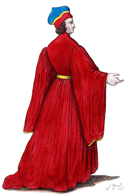 Guillaume IV de Toulouse en costume du 13ème siècle, dessiné par Léopold Massard - Gravure  reproduite puis restaurée par © Norbert Pousseur