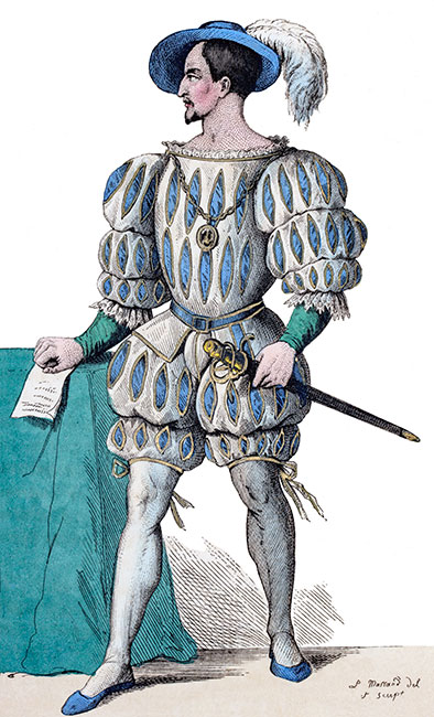 Guillaume Du Bellay en son costume - Gravure  reproduite puis restaurée numériquement par © Norbert Pousseur