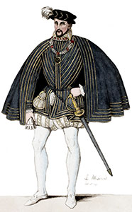 Henri II du 16ème siècle portant une toque - Gravure  reproduite puis restaurée par © Norbert Pousseur