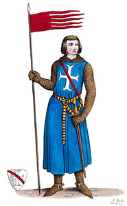 Cotte d'armes longue portée par Henri II Clément, dessin de Léopold Massard - reproduction © Norbert Pousseur