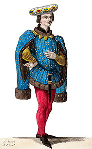 Pourpoint porté par Jean de Montaigu, dessiné par Léopold Massard - reproduction © Norbert Pousseur