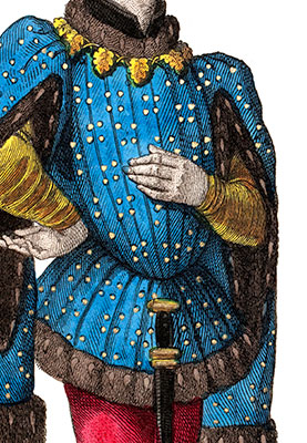 Pourpoint port&eacute; par Jean de Montaigu, dessin&eacute; par L&eacute;opold Massard - reproduction &copy; Norbert Pousseur
