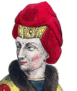 Bonnet port&eacute; par Jean sans Peur au 14&egrave;me si&egrave;cle - d&eacute;tail de gravure restaur&eacute;e par &copy; Norbert Pousseur