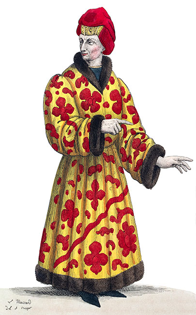 Jean sans Peur, duc de Bourgogne, dessiné par Léopold Massard - Gravure  reproduite puis restaurée par © Norbert Pousseur
