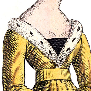 Damas porté par Jeanne de France, dessin de Léopold Massard - reproduction © Norbert Pousseur