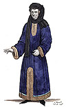 Juge au XIVème siècle, dessiné par Léopold Massard - Costumes de France - Gravure  reproduite puis restaurée par © Norbert Pousseur