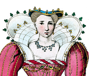 Collet montant port&eacute; par Louise de Lorraine  - D&eacute;tail de grvure reproduite et restaaite puis restaur&eacute;e num&eacute;riquement par &copy; Norbert Pousseur