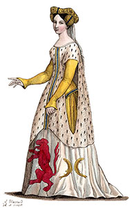 Robe portée par Marguerite de Bar, dessin de Léopold Massard - reproduction © Norbert Pousseur