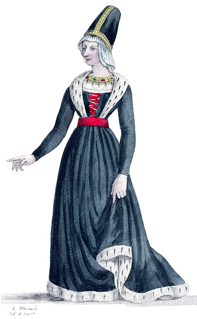 Marie d'Anjou, reine de France, dessinée  par Léopold Massard - Gravure  reproduite puis restaurée par © Norbert Pousseur