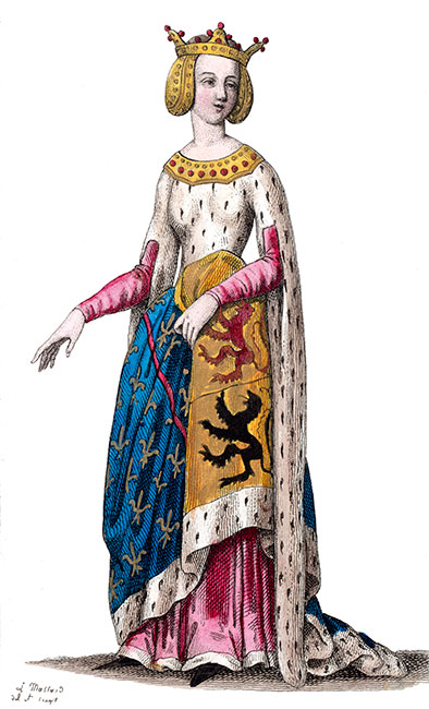 Marie de Hainaut dessinée  par Léopold Massard - Gravure  reproduite puis restaurée par © Norbert Pousseur