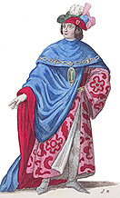 Louis II de Bourbon avec le costume de l'Ordre de Notre-Dame-du-Chardon, dessin de Léopold Massard  - Gravure  reproduite puis restaurée par © Norbert Pousseur