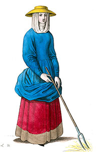 Paysanne portant un jupon, dessin de Léopold Massard - reproduction © Norbert Pousseur