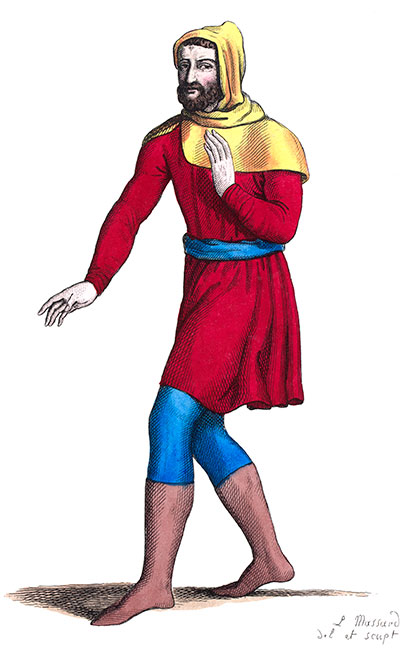 Homme du peuple au XIe siècle, dessiné par Massard - gravure reproduite et restaurée par © Norbert Pousseur