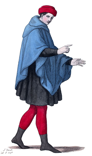 Homme du peuple au XIIe siècle, dessiné par Massard - gravure reproduite et restaurée par © Norbert Pousseur