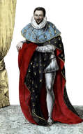 Zoom pour Philippe Hurault, chevalier de l'ordre de St Esprit, en son costume - Gravure reproduite puis restaurée numériquement par © Norbert Pousseur
