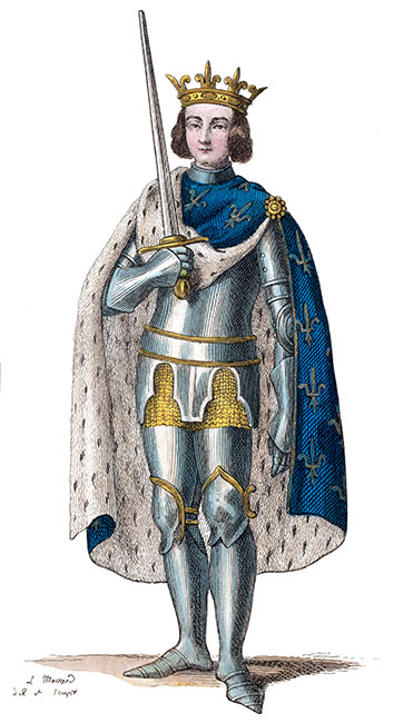 Philippe le Long en son costume dessiné par Léopold Massard - Gravure  reproduite puis restaurée par © Norbert Pousseur