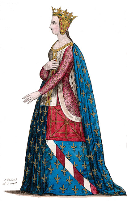 Blanche de Navarre, reine de France - gravure de Léopold Massard - Gravure  reproduite puis restaurée par © Norbert Pousseur