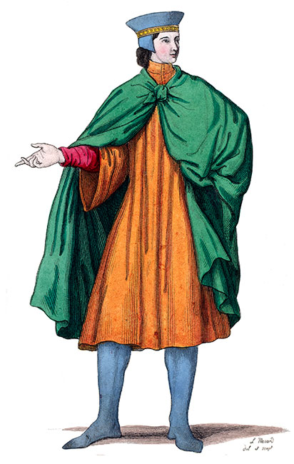 Pierre Rogiers en son costume, dessiné par Léopold Massard - Gravure  reproduite puis restaurée par © Norbert Pousseur
