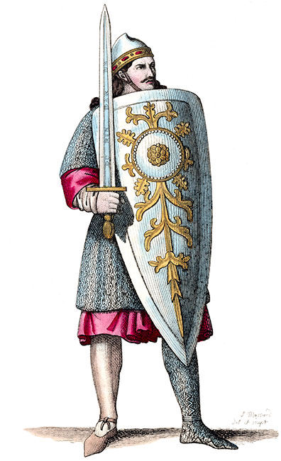 Roland en son armure, dessiné par Massard - reproduction © Norbert Pousseur