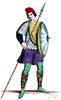 Imagette de Soldat du IXe siècle en son costume dessiné par Massard - reproduction © Norbert Pousseur