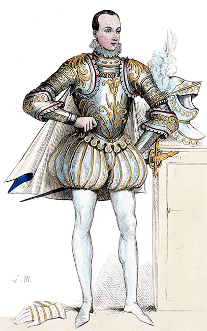François II, vêtu pour la guerre - gravure de Léopold Massard - reproduite et restaurée par © Norbert Pousseur