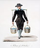 Vignette : Marchand hollandais ambulant portant deux seaux de lait - Gravure  reproduite puis restaurée numériquement par © Norbert Pousseur