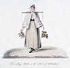Vignette : Marchande ambulante d'allumettes avec son joug d'épaules - Reproduction © Norbert Pousseur