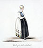 Vignette : Jeune nord-hollandaise vers 1800 - Gravure  reproduite puis restaurée numériquement par © Norbert Pousseur