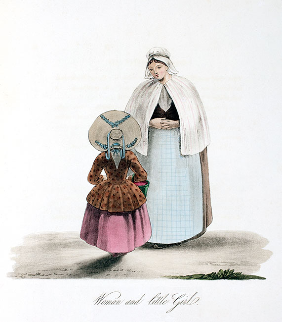 Lady en Miss - Graveren gereproduceerd en digitaal gerestaureerd door © Norbert Pousseur