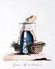Vignet : Groenteverkoopster draagt haar manden - Gravure gereproduceerd en digitaal gerestaureerd door © Norbert Pousseur