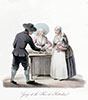 Vignette : En 1800, jeune hollandais mangeant concombres et oeufs durs au marché - Gravure  reproduite puis restaurée numériquement par © Norbert Pousseur