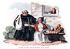 Vignette : A Madère, un gros franciscain récoltant des dons, tendrementi  - gravure de 1821  reproduite et restaurée numériquement par © Norbert Pousseur