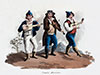 Vignette : A Madère, musiciens itinérants  - gravure de 1821  reproduite et restaurée par © Norbert Pousseur