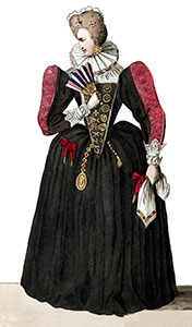 Imagette : Marie Le Jars de Gournay, avec son cachet -   gravure reproduite puis restaur&eacute;e num&eacute;riquement par &copy; Norbert Pousseur