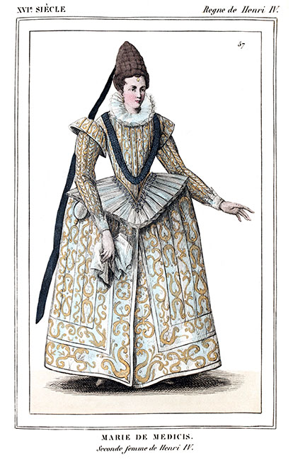 Marie de M&eacute;dicis en tenue de mari&eacute;e - gravure reproduite puis restaur&eacute;e par &copy; Norbert Pousseur