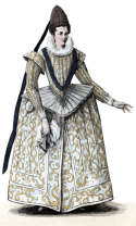 Zoom sur Marie de M&eacute;dicis en tenue de mari&eacute;e - gravure reproduite puis restaur&eacute;e par &copy; Norbert Pousseur