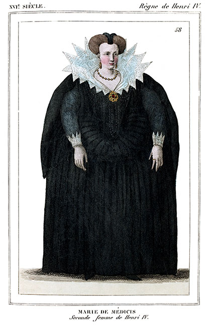 Marie de M&eacute;dicis en tenue noire - gravure reproduite puis restaur&eacute;e par &copy; Norbert Pousseur