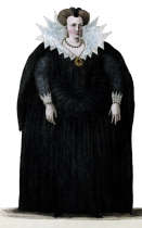 Zoom sur Marie de M&eacute;dicis en tenue noire - gravure reproduite puis restaur&eacute;e par &copy; Norbert Pousseur